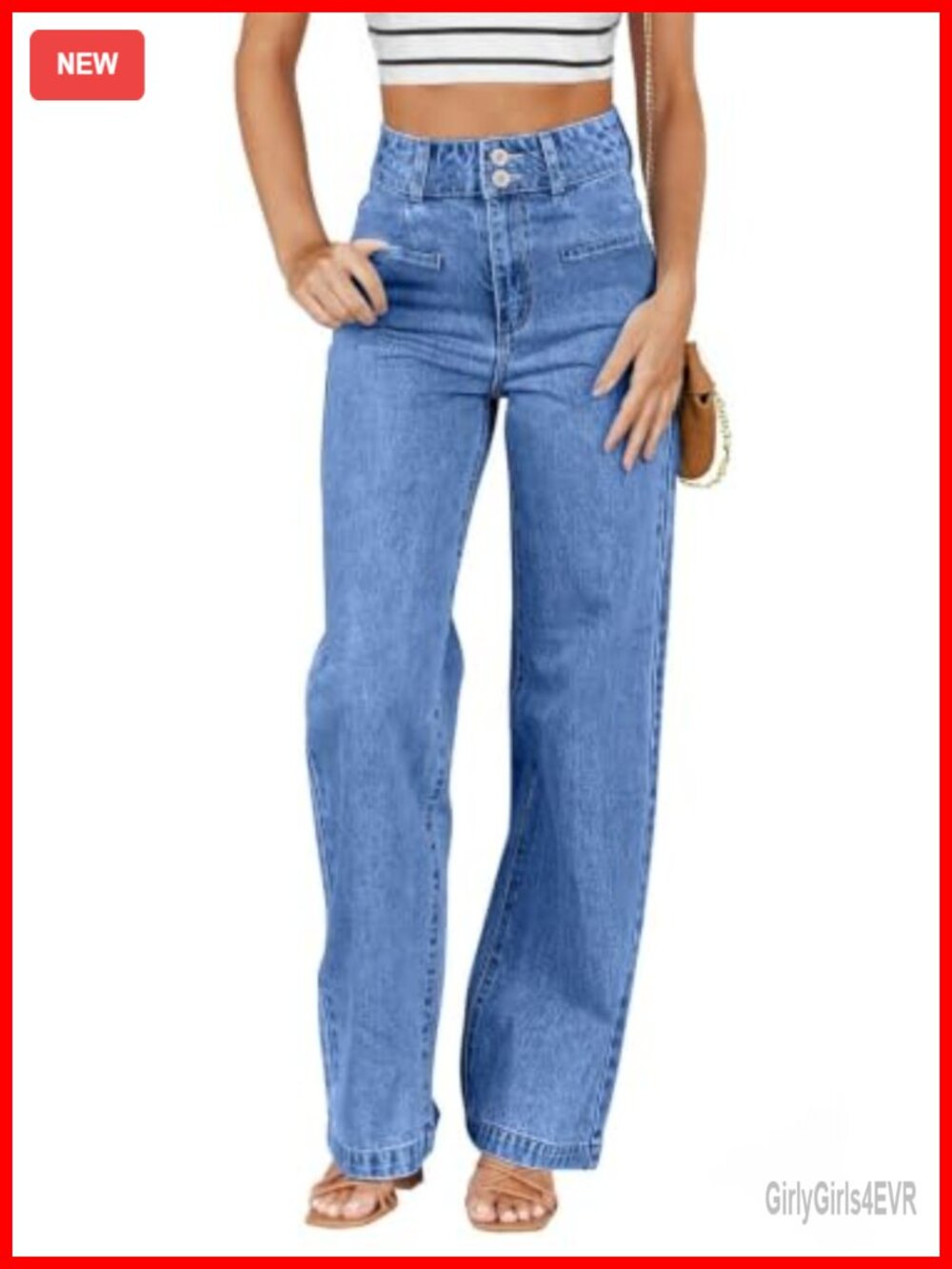 High Waisted Straight Leg Stretch Denim Jeans